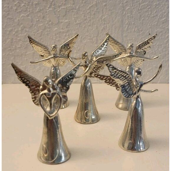 Serenity By Seasons of Cannon Falls Set of 5 Bells 2.5” Ornaments Engraved Words - Picture 1 of 8